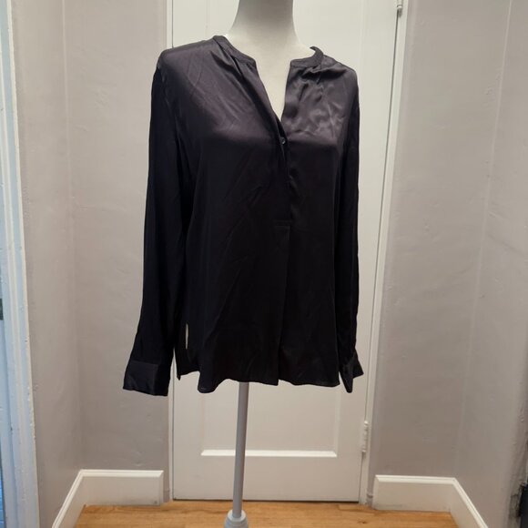 Rails Black Pearl Top Onyx Blouse Satin (Rayon Viscose) Size M - Picture 2 of 3